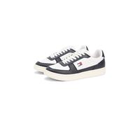 Sneaker TOMMY JEANS "ARCHIVE '98 COLOR", Herren, Gr. 43, weiß, schwarz, Leder, kontrastfarbene Details, Schuhe Sneaker, Freizeitschuh, Halbschuh, Schnürschuh im Kontrastlook (42250123-43)