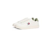 Sneaker TOMMY JEANS "ARCHIVE '98", Herren, Gr. 42, grün (weiß, grün), Nappaleder, Textil, unifarben mit Farbeinsatz, Schuhe Sneaker, Freizeitschuh, Streetwear, Halbschuh, Schnürer mit Logoflagge (1883