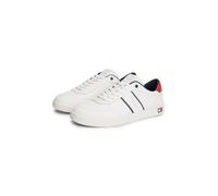 Sneaker TOMMY JEANS "LIGHTWEIGHT FLAG LEATHER COURT", Herren, Gr. 40, weiß, rot, blau, Leder, Lederimitat, Schuhe Sneaker, Freizeitschuh, Halbschuh, Schnürer mit Logoflagge im Plateau (93770721-40) we