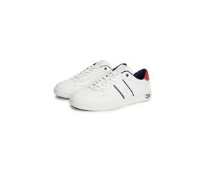 Sneaker TOMMY JEANS "LIGHTWEIGHT FLAG LEATHER COURT", Herren, Gr. 41, weiß, rot, blau, Leder, Lederimitat, Schuhe Sneaker, Freizeitschuh, Halbschuh, Schnürer mit Logoflagge im Plateau (93770721-41) we