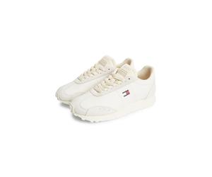 Sneaker TOMMY JEANS "RETRO RUNNER ARCHIVE LTR", Damen, Gr. 41, ivory, Leder, Lederimitat, unifarben, Basic, Schuhe Sneaker, Freizeitschuh, Halbschuh, Schnürschuh im Retro-Look (99612431-41) ivory