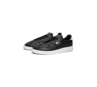 Sneaker TOMMY JEANS "THE GREENWICH EDGE CORE LTH", Herren, Gr. 41, schwarz, Glattleder, Lederimitat, Textil, Schuhe Sneaker, Freizeitschuh, Halbschuh, Schnürschuh mit Lochmuster (66982614-41) schwarz