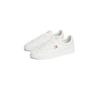 Sneaker TOMMY JEANS "THE GREENWICH EDGE CORE LTH", Herren, Gr. 43, weiß (ecru), Glattleder, Lederimitat, Textil, Schuhe Sneaker, Freizeitschuh, Halbschuh, Schnürschuh mit Lochmuster (54533752-43) ecru