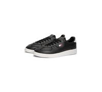 Sneaker TOMMY JEANS "THE GREENWICH EDGE CORE LTH", Herren, Gr. 45, schwarz, Glattleder, Lederimitat, Textil, Schuhe Sneaker, Freizeitschuh, Halbschuh, Schnürschuh mit Lochmuster (66982614-45) schwarz