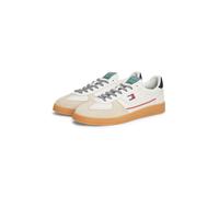 Sneaker TOMMY JEANS "THE GREENWICH EDGE LEATHER", Herren, Gr. 44, ecru, Leder, Lederimitat, Textil, Veloursleder, Schuhe Sneaker, Freizeitschuh, Halbschuh, Schnürschuh mit vielen farbigen Details (372