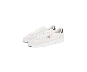 Sneaker TOMMY JEANS "THE GREENWICH EDGE MIX MATERIAL", Herren, Gr. 40, hellgrau, Textil, Veloursleder, aufgeraut, unifarben mit Farbeinsatz, Basic, Schuhe Sneaker, Freizeitschuh, Schnürer, Halbschuh i