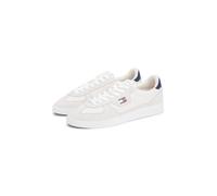 Sneaker TOMMY JEANS "THE GREENWICH EDGE MIX MATERIAL", Herren, Gr. 42, hellgrau, Textil, Veloursleder, aufgeraut, unifarben mit Farbeinsatz, Basic, Schuhe Sneaker, Freizeitschuh, Schnürer, Halbschuh i