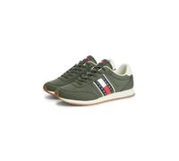 Sneaker TOMMY JEANS "TJM CORE CLASSIC RUNNER", Herren, Gr. 40, grün (oliv kombiniert), Lederimitat, Textil, Schuhe Sneaker, Freizeitschuh, Halbschuh, Schnürer mit Kontrastbesätzen (55174200-40) oliv k