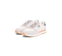 Sneaker TOMMY JEANS "TJM EVA RUNNER LEATHER", Herren, Gr. 43, beige, Textil, Veloursleder, kontrastfarbene Details, Schuhe Sneaker, Freizeitschuh, Halbschuh, Schnürschuh mit seitlicher Logoflagge (922
