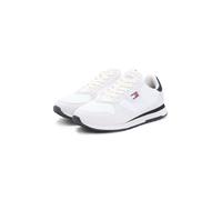Sneaker TOMMY JEANS "TJM EVA RUNNER LEATHER", Herren, Gr. 44, ecru, schwarz, Textil, Veloursleder, kontrastfarbene Details, Schuhe Sneaker, Freizeitschuh, Halbschuh, Schnürschuh mit seitlicher Logofla