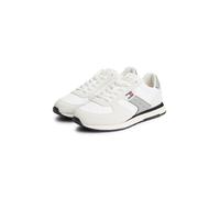 Sneaker TOMMY JEANS "TJM EVA RUNNER MIX MATERIAL", Herren, Gr. 41, weiß (ecru), Lederimitat, Textil, Veloursleder, Schuhe Sneaker, Freizeitschuh, Schnürschuh mit Logoflaggen-Prägung an der Schuhzunge 