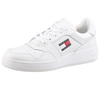 Sneaker TOMMY JEANS "TJM RETRO BASKET ESS", Herren, Gr. 42, weiß, Leder, Textil, unifarben, Schuhe Sneaker, Freizeitschuh, Halbschuh, Schnürschuh mit Schaftrandpolsterung (20000007-42) weiß