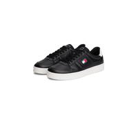 Plateausneaker TOMMY JEANS "TJM THE GREENWICH NEW ESS", Herren, Gr. 43, schwarz-weiß (schwarz, weiß), Leder, Textil, sportlich, Schuhe, Freizeitschuh, Halbschuh, Schnürschuh im Basekt-Style (94695246-