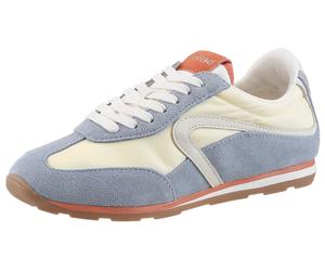 Sneaker VERBENAS "JAMAINCA PIXEL", Damen, Gr. 40, weiß, blau, Leder, Textil, kontrastfarbene Details, unifarben mit Farbeinsätzen, Basic, Schuhe Sneaker, Retrosneaker, Schnürer, Freizeitschuh im sport