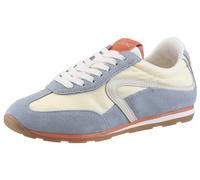 Sneaker VERBENAS "JAMAINCA PIXEL", Herren, Gr. 41, weiß, blau, Leder, Textil, kontrastfarbene Details, unifarben mit Farbeinsätzen, Basic, Schuhe Sneaker, Retrosneaker, Schnürer, Freizeitschuh im spor