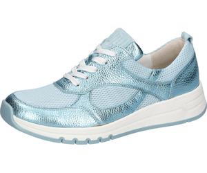 Sneaker WALDLÄUFER, Damen, Gr. 5 (38), hellblau, Textil, Veloursleder, metallic, Schuhe Sneaker, Halbschuh, Schnürschuh, Freizeitsneaker mit weichem Schaftrand (68746533-5) hellblau
