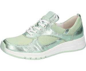 Sneaker WALDLÄUFER, Damen, Gr. 7 (40,5), hellgrün, Nubukleder, Textil, Veloursleder, metallic, Schuhe Sneaker, Halbschuh, Schnürschuh, Freizeitsneaker mit weichem Schaftrand (27839155-7) hellgrün