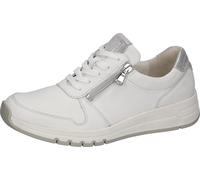 Sneaker WALDLÄUFER, Damen, Gr. 7 (40,5), weiß, silberfarben, Nappaleder, Nubukleder, unifarben mit Farbeinsatz, Schuhe Sneaker, Schnürschuh, Halbschuh, Freizeitsneaker mit Reißverschluss (87618669-7)