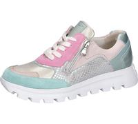 Sneaker WALDLÄUFER "H-AJALA", Damen, Gr. 7,5 (41), mint multicolor, Nappaleder, Nubukleder, Veloursleder, Reptilienprägung, mehrfarbig, metallic, Schuhe Sneaker, Schnürschuh, Halbschuh, Komfortschuh m