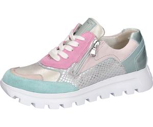 Sneaker WALDLÄUFER "H-AJALA", Damen, Gr. 8 (42), bunt (mint multicolor), Nappaleder, Nubukleder, Veloursleder, Reptilienprägung, mehrfarbig, metallic, Schuhe Sneaker, Schnürschuh, Halbschuh, Komfortsc