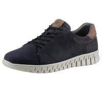 Sneaker WALDLÄUFER "H-Baldo", Herren, Gr. 9,5 (44), bunt (dunkelblau, taupe), Nubukleder, kontrastfarbene Details, Schuhe Sneaker, Schnürschuh, Freizeitschuh mit proaktiv-Lederinnensohle, H-Weite (833