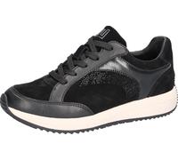 Sneaker WALDLÄUFER "H-Belly", Damen, Gr. 7,5 (41), schwarz, Nappaleder, Textil, Veloursleder, Schuhe Sneaker, Schnürschuh, Komfortschuh, Glitzersteine, in Bequemweite H (50819718-7,5) schwarz