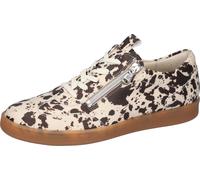 Sneaker WALDLÄUFER "H-DAISY", Damen, Gr. 4,5 (37,5), creme, braun, Textil, Veloursleder, Schuhe Sneaker, Komfortschuh, Schnürer mit gepolstertem Schaftrand, H-Weite (61480517-4,5) creme, braun