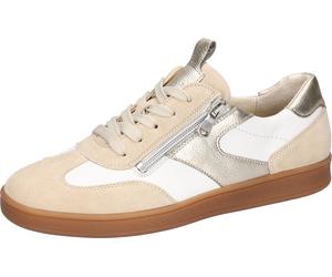 Sneaker WALDLÄUFER "H-DAISY", Damen, Gr. 5 (38), hellbeige, weiß, goldfarben, Bast, Baumwolle, Nappaleder, Nubukleder, Veloursleder, mehrfarbig, Schuhe Sneaker, Schnürschuh, Halbschuh, Freizeitsneaker