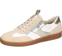 Sneaker WALDLÄUFER "H-DAISY", Damen, Gr. 6 (39), hellbeige, weiß, goldfarben, Bast, Baumwolle, Nappaleder, Nubukleder, Veloursleder, mehrfarbig, Schuhe Sneaker, Schnürschuh, Halbschuh, Freizeitsneaker