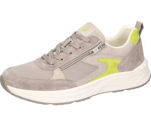Sneaker WALDLÄUFER "H-JACK", Herren, Gr. 10 (44,5), beige (grau, limette), Textil, Veloursleder, unifarben mit Farbeinsatz, Schuhe Sneaker, Bequemschuh, Komfortschuh mit seitlichem Reißverschluss, H-W