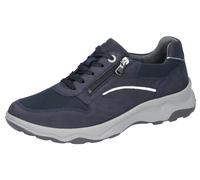 Sneaker WALDLÄUFER "H-MAX", Herren, Gr. 10 (44,5), blau (marine), Glattleder, Nubukleder, Textil, Schuhe Sneaker, Schnürschuh, Halbschuh mit zusätzlichem Reißverschluss, H-Weite (42504102-10)
