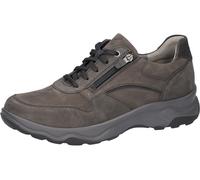 Sneaker WALDLÄUFER "H-MAX", Herren, Gr. 12,5 (48), Leder Textil, grau (grau, schwarz), Nubukleder, unifarben mit Farbeinsatz, Schuhe Sneaker, Schnürschuh, Bequemschuh, Halbschuh in Komfortweite H (= s