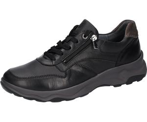 Sneaker WALDLÄUFER "H-MAX", Herren, Gr. 7,5 (41), schwarz (schwarz, grau), Nappaleder, Veloursleder, Schuhe Sneaker, Bequemschuh, Halbschuh, Schnürschuh in Komfortweite H (= sehr weit) (23876347-7,5) 