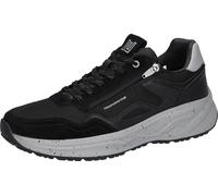 Sneaker WALDLÄUFER "H-PABLO", Herren, Gr. 10 (44,5), schwarz, hellgrau, Nappaleder, Textil, Veloursleder, Schuhe Sneaker, Schnürschuh, Halbschuh in Komfortweite H (= sehr weit) (91741314-10) schwarz,