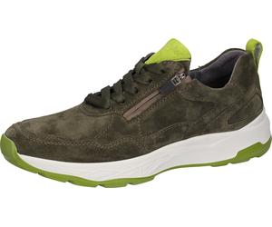 Sneaker WALDLÄUFER "H-TOM", Herren, Gr. 10 (44,5), grün (khaki, hellgrün), Veloursleder, unifarben mit Farbeinsatz, Schuhe Sneaker, Schnürschuh, Komfortschuh in bequemer Schuhweite H (= sehr weit) (95