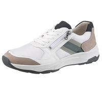 Sneaker WALDLÄUFER "H-TOM", Herren, Gr. 10,5 (45), weiß (weiß kombiniert), Nappaleder, Nubukleder, Textil, kontrastfarbene Details, Schuhe Sneaker, Schnürschuh, Halbschuh, Freizeitsneaker in Komfortwe