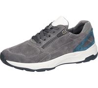 Sneaker WALDLÄUFER "H-TOM", Herren, Gr. 7 (40,5), grau, weiß, petrol, Nappaleder, Textil, Veloursleder, kontrastfarbene Details, Schuhe Sneaker, Schnürschuh, Halbschuh mit seitlichem Reißverschluss, H