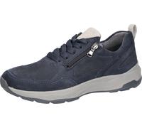 Sneaker WALDLÄUFER "H-TOM", Herren, Gr. 7,5 (41), dunkelblau, hellgrau, Nubukleder, unifarben mit Farbeinsatz, Schuhe Sneaker, Schnürschuh, Komfortschuh in bequemer Schuhweite H (= sehr weit) (7241144