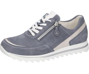 Sneaker WALDLÄUFER "HAIBA", Damen, Gr. 5,5 (38,5), grau (jeansblau, beige), Nappaleder, Nubukleder, Veloursleder, unifarben mit Farbeinsatz, Schuhe Sneaker, Schnürschuh, Halbschuh in Komfortweite H (=