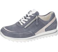Sneaker WALDLÄUFER "HAIBA", Damen, Gr. 8,5 (42,5), grau (jeansblau, beige), Nappaleder, Nubukleder, Veloursleder, unifarben mit Farbeinsatz, Schuhe Sneaker, Schnürschuh, Halbschuh in Komfortweite H (=