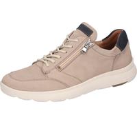 Sneaker WALDLÄUFER "Heiko", Herren, Gr. 10,5 (45), blau (hellbeige, blau), Nubukleder, kontrastfarbene Details, Schuhe Sneaker, in Schuhweite H (= sehr weit), Freizeitschuh, Halbschuh, Schnürschuh (36