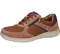 Sneaker WALDLÄUFER "HERWIG", Herren, Gr. 11 (46), cognac, dunkelblau, Textil, Veloursleder, unifarben mit Farbeinsatz, Basic, Schuhe Sneaker, Komfortschuh, Bequemschuh, Schnürschuh in Komfortweite H (