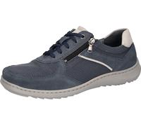 Sneaker WALDLÄUFER "HERWIG", Herren, Gr. 7,5 (41), marine, hellgrau, Textil, Veloursleder, unifarben mit Farbeinsatz, Basic, Schuhe Sneaker, Komfortschuh, Bequemschuh, Schnürschuh in Komfortweite H (=