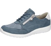 Sneaker WALDLÄUFER "K-IRA Soft", Damen, Gr. 3,5 (36), jeansblau, weiß, Nappaleder, Nubukleder, Textil, unifarben mit Farbeinsatz, Basic, Schuhe Sneaker, Bequemschuh, Komfortschuh in Extraweite K für d