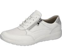 Sneaker WALDLÄUFER "K-IRA Soft", Herren, Gr. 4 (37), weiß, silberfarben, Nappaleder, Nubukleder, Textil, unifarben mit Farbeinsatz, Basic, Schuhe Sneaker, Bequemschuh, Komfortschuh in Extraweite K für