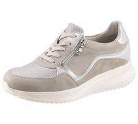 Sneaker WALDLÄUFER "K-JANKA", Damen, Gr. 5 (38), hellgrau, beige, silberfarben, Nappaleder, Nubukleder, Textil, Veloursleder, kontrastfarbene Details, metallic, Schuhe Sneaker, Bequemschuh, Schnürschu
