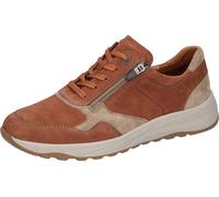 Sneaker WALDLÄUFER "K-JOHN", Herren, Gr. 10,5 (45), cognac, beige, Nubukleder, Veloursleder, unifarben mit Farbeinsatz, Schuhe Sneaker, Schnürschuh, Bequemschuh, K-Weite, mit seitlichem Reißverschluss