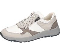 Sneaker WALDLÄUFER "K-JOHN", Herren, Gr. 7 (40,5), grau, weiß, Nappaleder, Nubukleder, mehrfarbig, Schuhe Sneaker, Schnürschuh, Bequemschuh, H-Weite, mit seitlichem Reißverschluss (97480121-7) grau, w