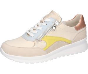 Sneaker WALDLÄUFER "K-SUNNY", Damen, Gr. 4 (37), creme, pastellfarben, Nappaleder, Nubukleder, Veloursleder, mehrfarbig, Schuhe Sneaker, Bequemschuh, Halbschuh mit seitlichem Reißverschluss, K-Weite (