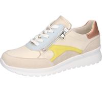 Sneaker WALDLÄUFER "K-SUNNY", Damen, Gr. 6 (39), creme, pastellfarben, Nappaleder, Nubukleder, Veloursleder, mehrfarbig, Schuhe Sneaker, Bequemschuh, Halbschuh mit seitlichem Reißverschluss, K-Weite (